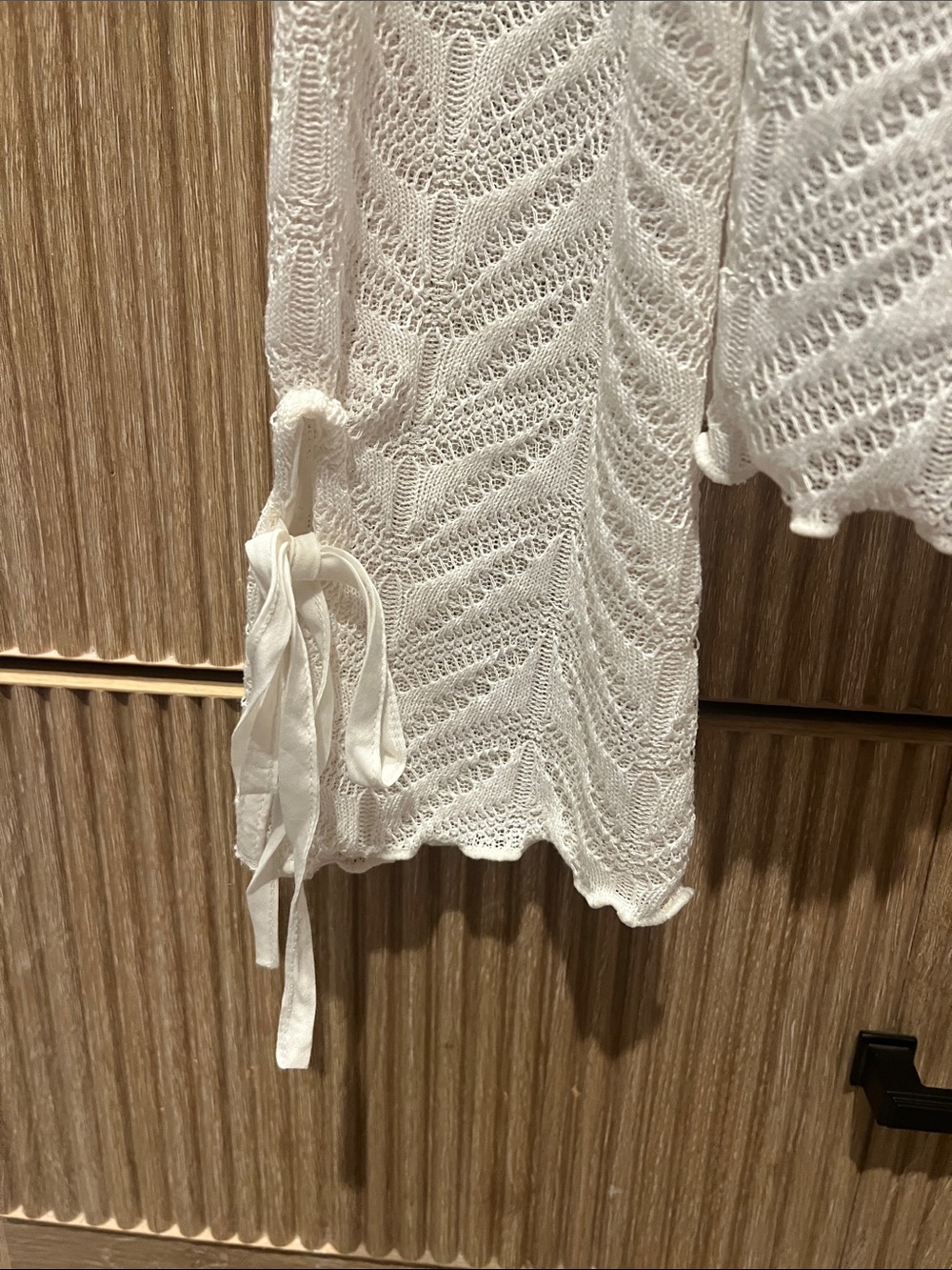 LOFT Cream Ruffle Tie-Front Knit Blouse - Picture 4 of 5
